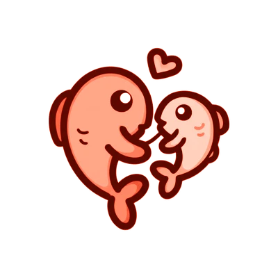 Parent and child fish with heart