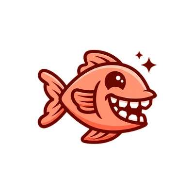 Cartoon fish with sparkle, laser dentistry