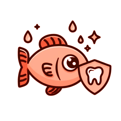Cartoon fish with tooth shield