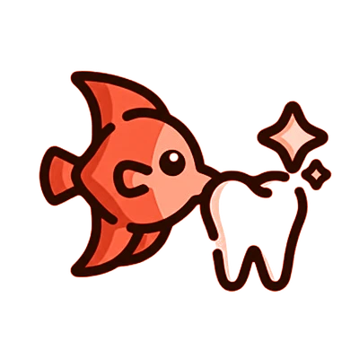 Cartoon fish with sparkling tooth