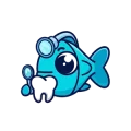 Dental exams fish mascot
