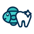 Tooth-colored fillings fish mascot